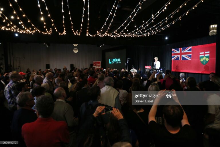 TORONTO, ON- JUNE 7 - Premier Kathleen Wynne delivers her concession speech to supporters after the final votes are in the Ontario provincial election at the York Mills Gallery in Toronto. June 7, 2018. (Steve Russell/Toronto Star via Getty Images)